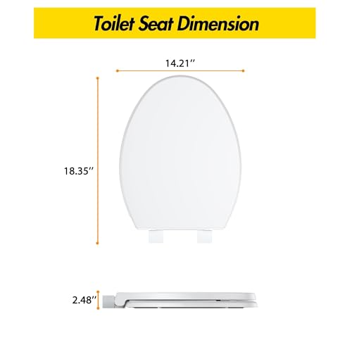Elongated 19-Inch Toilet Seat, Built-In Potty Training Insert, Flat Front Design, Top Mount Quick-Release Hinges, Durable PP Plastic, Soft Close Family Bathroom Lid, Easy Clean Surface - size: Elongated toddler toilet seat