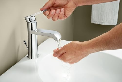Moen Genta LX Chrome One-Handle Modern Bathroom Sink Faucet with Optional Deckplate and Low-Arc Spout for Bath Countertop, 6702 - color: Chrome