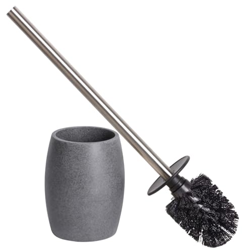 Clasin Home Toilet Bowl Brush and Holder with Stainless Steel Long Handle, Toilet Scrubber Brush with Durable Base, 360° Deep Cleaning Bristles for Bathroom, Compact Set for Small Space (Gray) - color: Gray