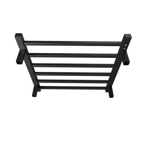 Towel Warmer, Stainless Steel Heated Towel Racks for Bathroom, 6 Bars Wall Mounted Towel Heater with Intelligent Touch Screen Timer, Plug-in, Black Matte - color: Black Matte, size: 6-Bar