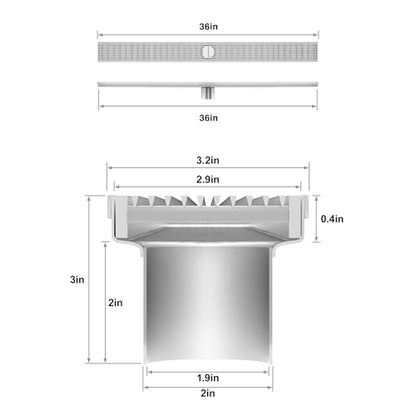 304 Stainless Steel Linear Shower Drain, Bathroom Drain with Removable Grate & Hair Catcher, Waterproof Tile Floor Drain, CUPC Certified (Brushed Finish, 36 Inch) - size: 36 Inch