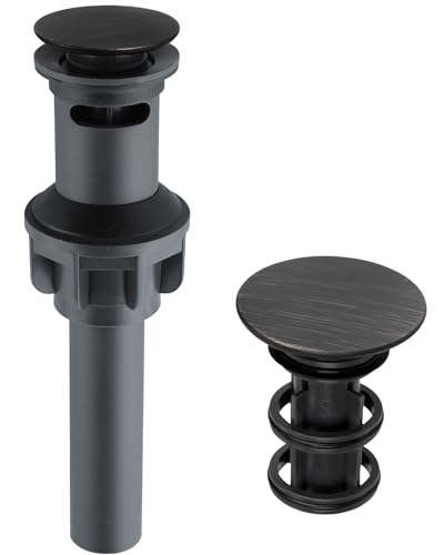 Universal Bathroom Sink Drain Stopper with Overflow, Pop Up, Oil Rubbed | Bathroom Sink Stopper for Vessel Sink, Push and Seal Vessel Sink Drainer Stopper, Anti-Clogging Strainer - color: Oil Rubbed Bronze