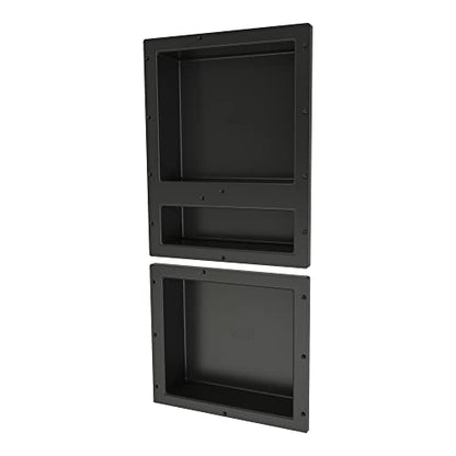 Tile Redi USA RNT1620D-14 Niche Triple Recessed Shower Shelf, Three Shelves, 34" H X 16" W, Black - size: 34" H X 16" W, style: 3 Shelves