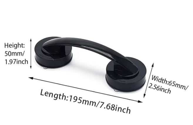 WANLIAN Powerful Suction Cup Glass Mirror Door Handle, Refrigerator Drawer Bathroom Suction Cup wall handrail, Bathtub Shower Handle Kitchen Drawer Cabinet Handle (Black) | Can be used for glass sliding doors, refrigerator doors, kitchen drawers, cabinet