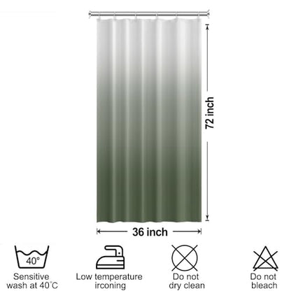 Ombre Green Stall RV Shower Curtain with Hooks 36x72inches | Machine Washable Waterproof, Modern Solid Boho Gradient, Bathroom Dorm Hotel Room Divider, Easy to Install, Window Curtain - color: Grey Green, size: 36"W x 72"L (Pack of 1)