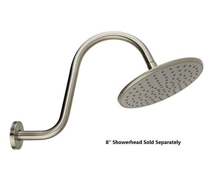 Purelux Goose Neck Shower Arm Water Outlet PJ1202 Made of Stainless Steel, Brushed Nickel Finish Showerhead Extension - color: S- Brushed Nickel