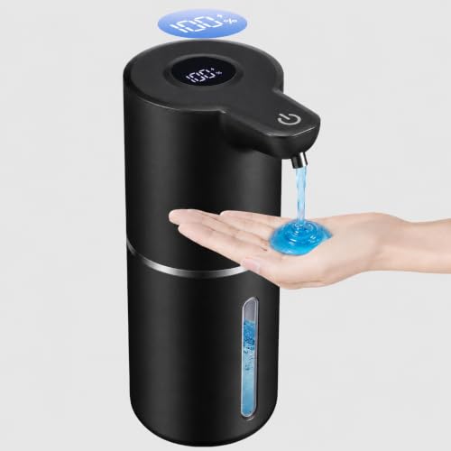 Automatic Liquid Soap Dispenser Touchless | USB Rechargeable Smart Hand Soap Dispenser, 4-Level Adjustable, 12oz Wall Mounted for Bathroom Kitchen(Black, Liquid) - color: Black