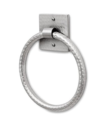 Monarch Abode Bathroom Towel Holder – 7-Inch Round Brushed Nickel Bathroom Hand Towel Holder for Bathrooms Wall, Metal Hand Hammered Towels Ring Wall Mount, Traditional Surface-Mounted Ring Hanger - color: Brushed Nickel, style: Traditional