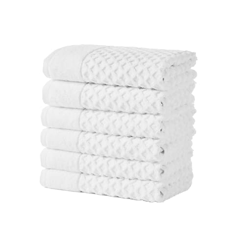 Great Bay Home Hand Towels - 100% Cotton 6 Pack 26x16 Hand Towel Set - Absorbent, Durable, Quick-Dry Towels for Bathroom (Optic White) - color: 01 Optic White, size: Hand Towel (Pack of 6)