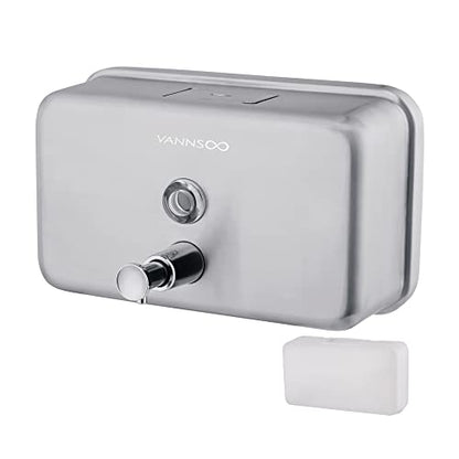 Commercial Soap Dispenser Wall Mount Stainless Steel, Horizontal | Rust-Proof Lining and Anti-Leak Pump Liquid Hand 1100ml / 37oz. - size: Horizontal