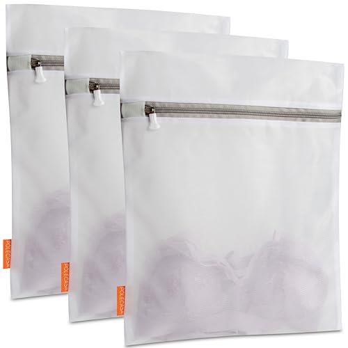 Mesh Laundry Bags 3 Pack (12 x 16" Medium) | Durable Zipper, For Delicates, Lingerie, Bras, Underwear, Protect Garments in Washing Machine - size: 3 Medium