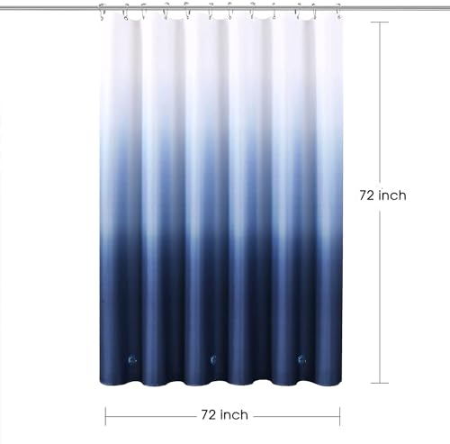 Shower Curtain Liner 72 x 72, Plastic Waterproof 4G Lightweight Shower Liner for Bathroom, with Grommets Holes and 3 Heavy Duty Magnetic Weights - color: Gradient Dark Blue