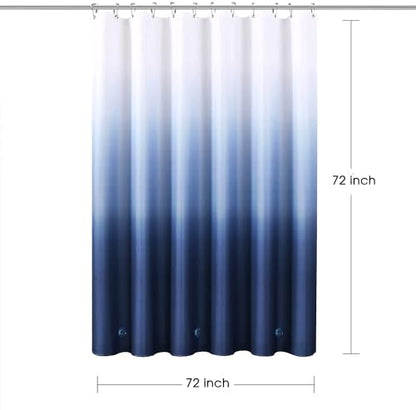 Shower Curtain Liner 72 x 72, Plastic Waterproof 4G Lightweight Shower Liner for Bathroom, with Grommets Holes and 3 Heavy Duty Magnetic Weights - color: Gradient Dark Blue