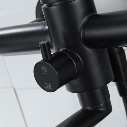 Kitchen Sink Wall Mount Faucet, Matte Black Commercial Faucet with Side Sprayer, Stainless Steel Mixer Tap, Unility Sink Faucet, 7.5-8.5 Inches Center, Spout Reach 9.2" - color: A Style, Matte Black