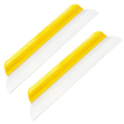 2 Pack 14 Inch Car Drying Squeegee, Yellow Flexible Silicone Water Blade for Window Shower, Auto T-Bar Rubber Wiper for Windshield & Bathroom - size: 2 Pack
