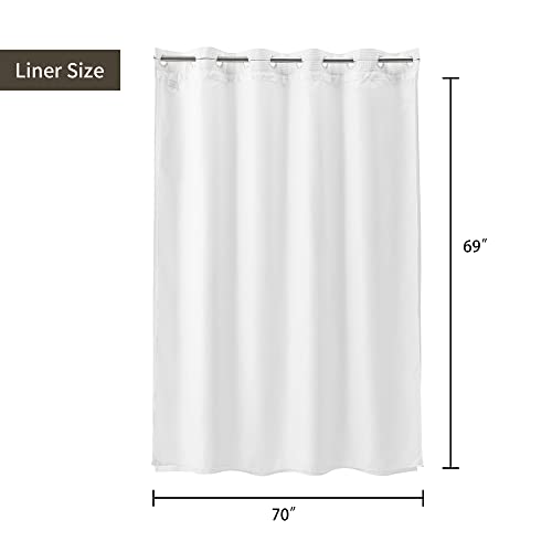 River Dream Waffle No Hooks Shower Curtain with Snap in Liner,Cotton Blend Fabric Shower Curtain for Bathroom,Hotel Quality,White,71 Wx 74 L - color: White, size: 71"W x 74"L (Pack of 1)