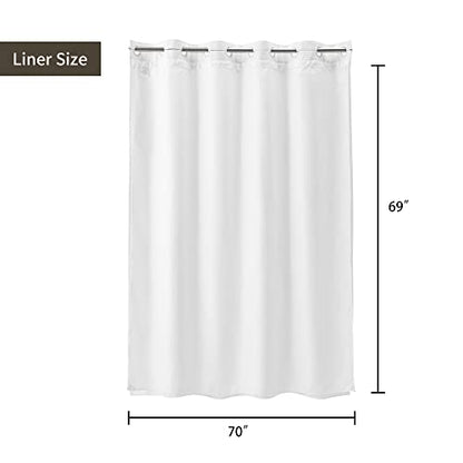 River Dream Waffle No Hooks Shower Curtain with Snap in Liner,Cotton Blend Fabric Shower Curtain for Bathroom,Hotel Quality,White,71 Wx 74 L - color: White, size: 71"W x 74"L (Pack of 1)