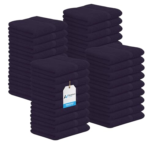 Avalon Towels Plum Washcloths Bulk Pack of 36 (12x12 inches) - 100% Cotton Washcloths & Face Towels - Highly Absorbent & Soft Wash Cloths for Showering, Wash Rags for Body & Face Cloths - color: Plum