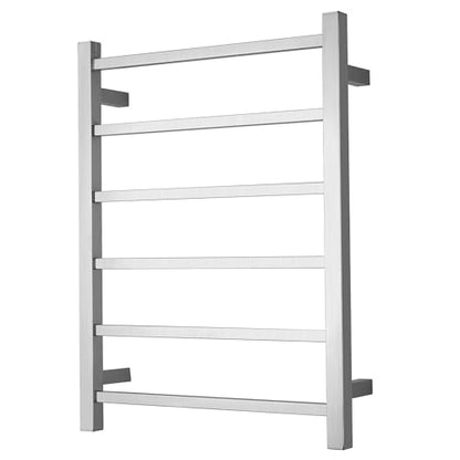 Electric Heated Towel Warmer - Wall Mounted Bathroom Towel Rack, Plug-in Design & Brushed Stainless Steel 6 Bar Brushed with Single Press - color: Square Brushed With Single Press, size: 6 Bar