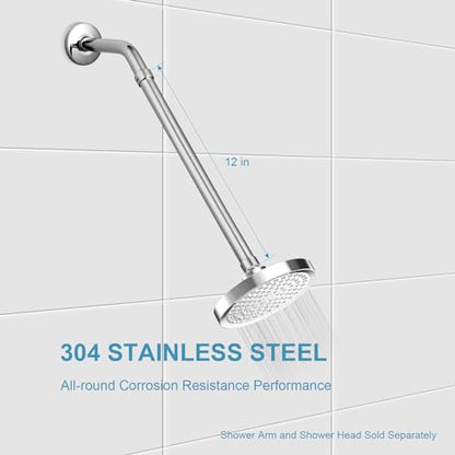 OFFO Shower Head Extension Arm, 12 in Shower Arm Extension Shower Head Extender Made of 304 Stainless Steel Shower Pipe Extension, Chrome - color: Chrome, style: 12 in