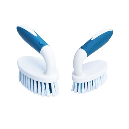 2 Size Scrub Brushes with Stiff Bristles | Scrubbing Brush for Carpet, Shower, Bathtub, Kitchen, Pool Tile, Bathroom Scrubber - size: Large and Small