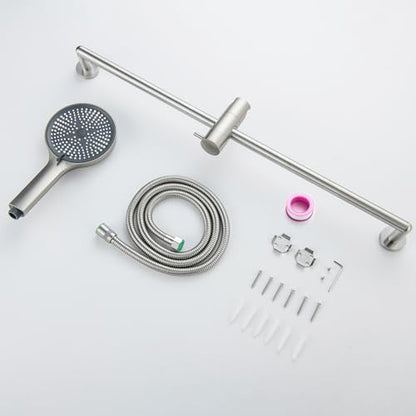 Adjustable Shower Slide Bar with Handheld Shower Head | Shower Head with Slide Bar Stainless Steel Wall Mounted Slider Bar, Brushed Nickel - style: Brushed Nickel