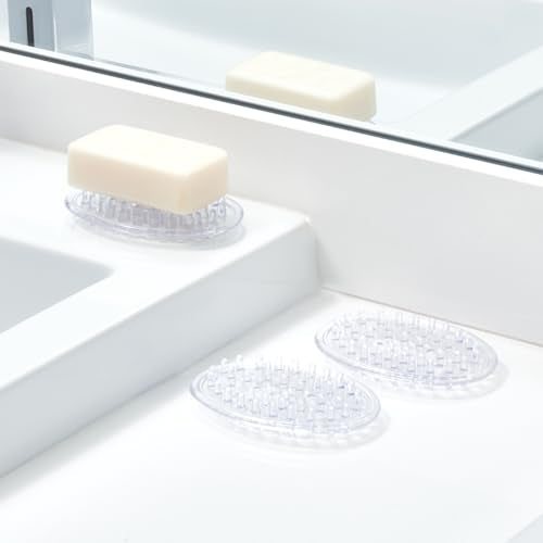 iDesign Plastic Soap Dish, Soap Saver, and Kitchen Sponge Holder - Set of 3, 0.75” x 3.25” x 4.75”, Clear | For Kitchen, For Bath - color: Clear, style: Pack of 3