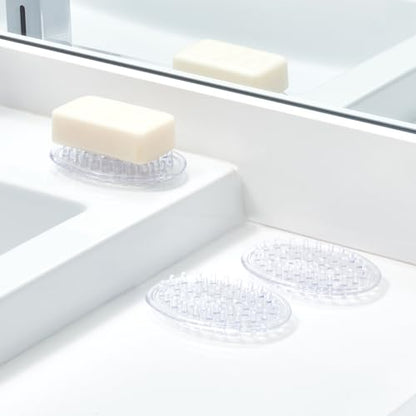 iDesign Plastic Soap Dish, Soap Saver, and Kitchen Sponge Holder - Set of 3, 0.75” x 3.25” x 4.75”, Clear | For Kitchen, For Bath - color: Clear, style: Pack of 3
