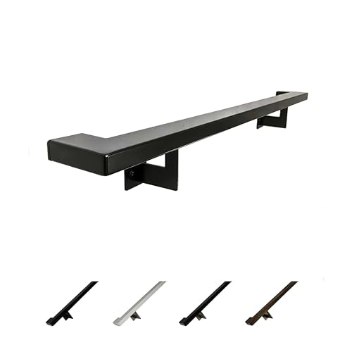 Urban Contemporary Aluminum Complete Handrail Grab Bar Set, Brackets Included, Powder Coated Finish (Black, 2 Foot Handrail) - color: Black, size: 2 Foot Handrail