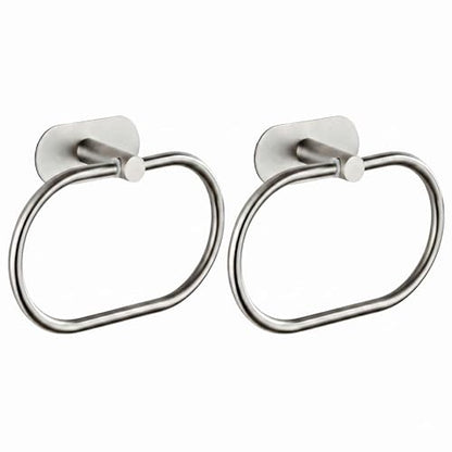 Towel Ring Self Adhesive No Drill Hand Towel Holder for Bathroom SUS 304 Stainless Steel Brushed Nickel (Silvery 2 Pcs) - color: Silver(2 Pcs)