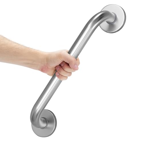 AmazerBath Shower Grab Bars for Seniors Anti Slip, Bath Safety Grab Bar for Needy, Stainless Steel Bathroom Safety Grab Bars, Thickened Bar Bigger Base Holds 500LBS, 16" L x 1.25" D, Brushed Nickel - color: Brushed Nickel, size: 16"L x 1.25"D