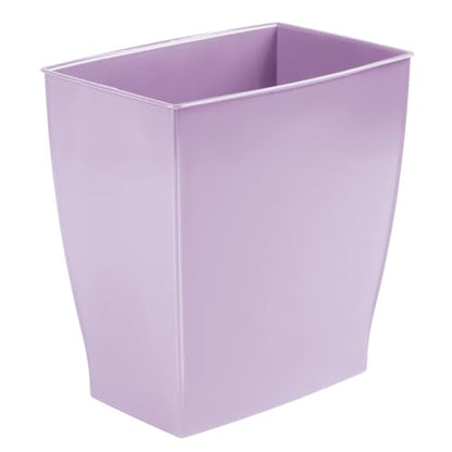 iDesign Small Plastic Bathroom Trash Can, Slim Rectangle Purple | For Bedroom, Office, Dorm, Garbage Bin - color: Purple, style: Pack of 1