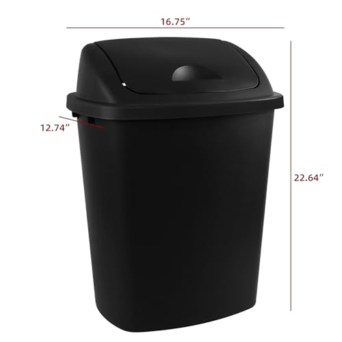 Swing Top Wastebasket Trash Can, 10 Gallon, 4-Pack | Sleek Black Garbage Bin with Lid, Fits 10 Gal Liners, for Kitchen, Bathroom, Garage and Workspace - size: 10 Gallon