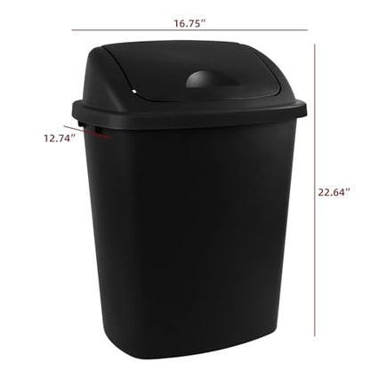 Swing Top Wastebasket Trash Can, 10 Gallon, 4-Pack | Sleek Black Garbage Bin with Lid, Fits 10 Gal Liners, for Kitchen, Bathroom, Garage and Workspace - size: 10 Gallon