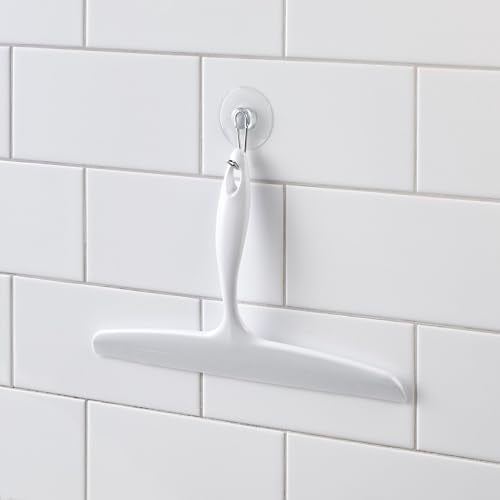 iDesign Bathroom Plastic Shower Squeegee, White | Wall Hook Included - color: White, style: Pack of 1