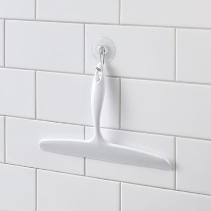 iDesign Bathroom Plastic Shower Squeegee, White | Wall Hook Included - color: White, style: Pack of 1