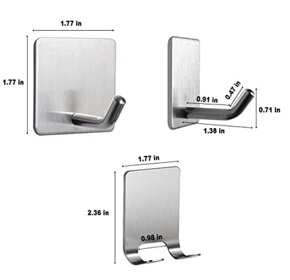 8 Pack Adhesive Hooks, 4 Pack Razor Holder for Shower and 4 Heavy Duty Waterproof Sticky Hooks for Hanging Towels, Loofah, Coat, Hat (Silver) - color: Silver