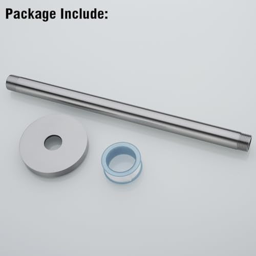 RANDOM Brushed Nickel Shower Arm with Flange 12 Inches Ceiling Mount Shower Head Extension Straight Arm Ceiling-Mounted For Fixed Shower Head.RD-91038-12BN - color: 12″ Brushed Nickel(Round Flange)