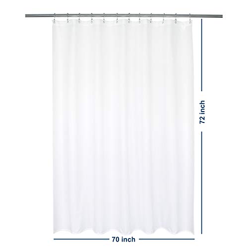 Barossa Design 70x72 Fabric Shower Curtain Liner Pure White | Soft Microfiber Cloth, Waterproof, Hotel Quality, Machine Washable, 70W x 72H for Bathroom/Tub - color: Pure White, size: 70"W x 72"L (Pack of 1)