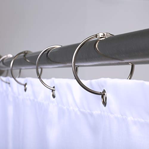 SlipX Solutions Brushed Nickel Shower Curtain Rings, Set of 12 | Effortless Gliding, Fits Standard Shower Rod, Snap Closure, Rust Resistant - color: Brushed Nickel