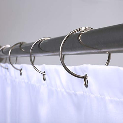 SlipX Solutions Brushed Nickel Shower Curtain Rings, Set of 12 | Effortless Gliding, Fits Standard Shower Rod, Snap Closure, Rust Resistant - color: Brushed Nickel