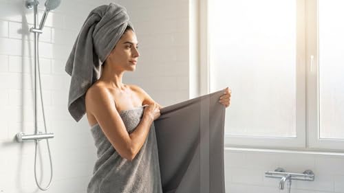 6 Piece 100% Cotton Bath Towel Set - 2 Bath - 2 Hand - 2 Face, Grey | 100% Cotton • Thick & Plush • Hotel Quality • Ultra Soft • Highly Absorbent • Quick Dry • Low Lint • Machine Washable - color: Light Grey