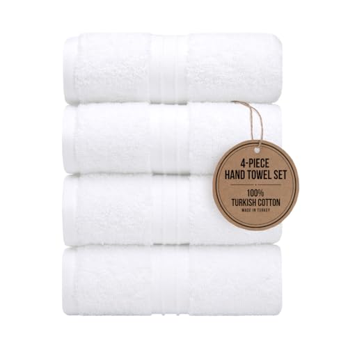 Hand Towels 4 Pack - Soft & Cozy, Large (16"x 28") Cute, Soft, Decorative - Versatile, Perfect as Hand Towels for Bathroom, Gym, Hotel, Spa Towels - White - color: White
