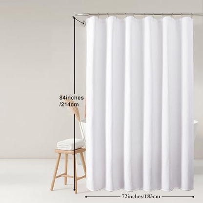 White Shower Curtain 84 Inches Extra Long, Waffle Weave Heavy Fabric Shower Curtain for Bathroom, Waterproof Soft Hotel Spa Luxury Elegant Bath Curtains, Machine Washable, White, 72x84 Inch - color: White, size: 72"W x 84"L (Pack of 1)