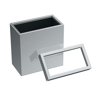 Gatco Small Bathroom Trash Can with Lid, Rectangle 3 Gallon Stainless Steel Wastebasket, Under Sink, Chrome, for Bathroom, Bedroom, Office (1916) - color: Silver
