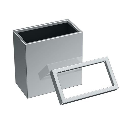 Gatco Small Bathroom Trash Can with Lid, Rectangle 3 Gallon Stainless Steel Wastebasket, Under Sink, Chrome, for Bathroom, Bedroom, Office (1916) - color: Silver