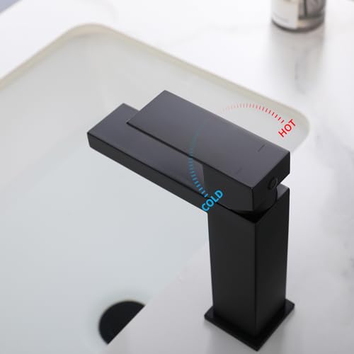 Black Bathroom Sink Faucet One Hole Faucet Single Handle 2 Packs 1 Hole Vanity SUS304 Stainless Steel Faucets for Bathroom Sink Matte Black Bathroom Faucet 2 Pieces, SF3-BK-P2 - color: Matte Black, style: For 1 Hole Sink: Only Faucet (2 Packs, NO Drain)