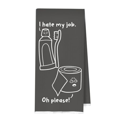 Funny Bathroom Hand Towels - Humorous Toothbrush Toilet Paper Waffle Decorative Hand Towels for Bathroom Washroom Restroom Toilet, 16 X 24 Inches - Gray - color: Gray