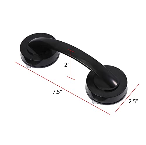 Glass Handle With Suction Cup for Sliding Doors, Windows, Cabinets, Terraces, Showers - No Drilling Required - color: Large black