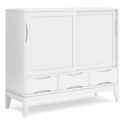 SIMPLIHOME Lowry 39" Acacia Wood Cabinet in Distressed Golden Wheat - color: White, size: 48 inch